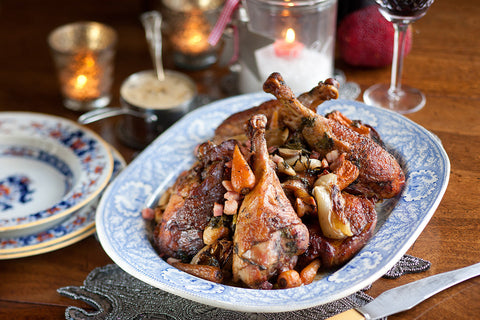 Slow cooked golden turkey legs