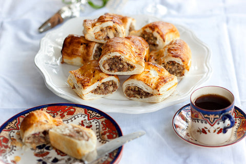 Herby golden turkey and cranberry sausage rolls
